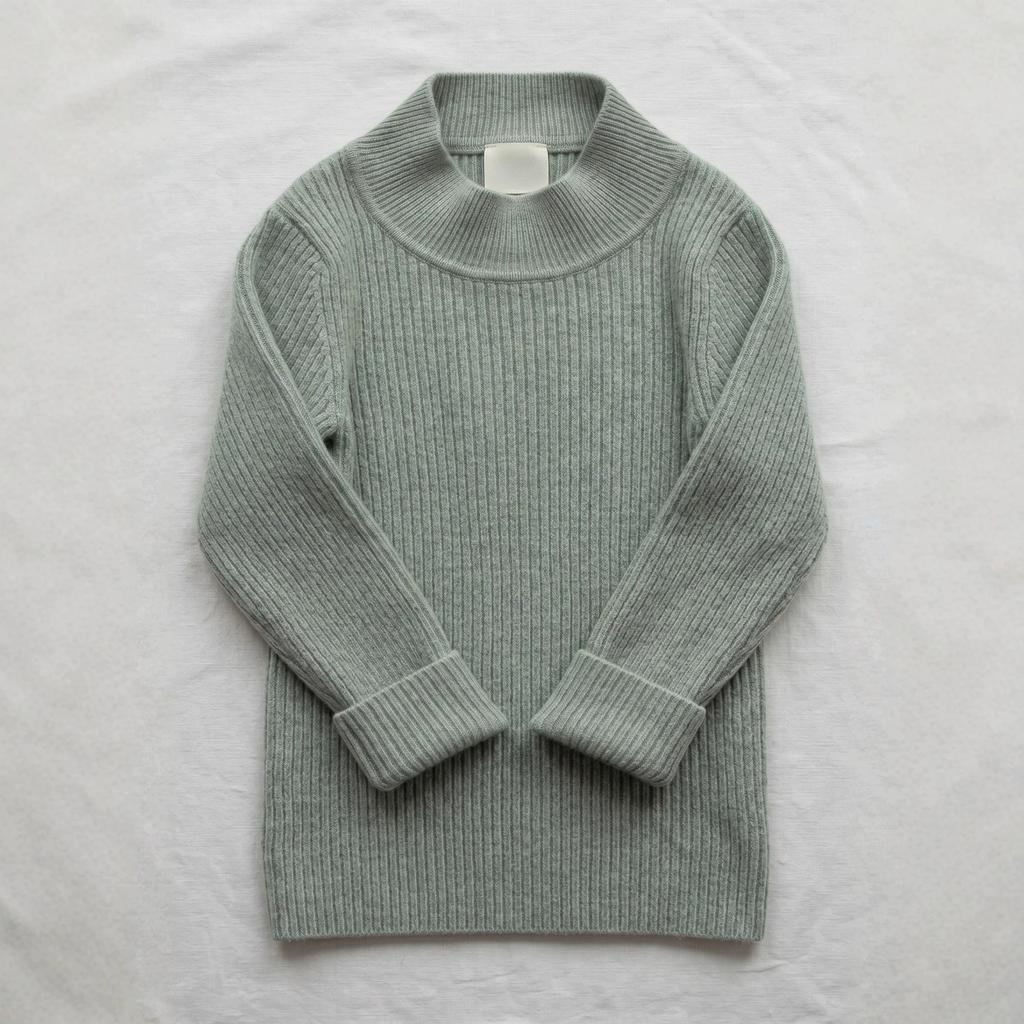 Girls Solid Half High Collar Long Sleeve Pullover Sweater Kids Casual Bottoming Inner Top