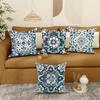 Blue And White Retro Pattern Home Decor Pillowcase Living Room Sofa Polyester Cushion Cover With Zipper
