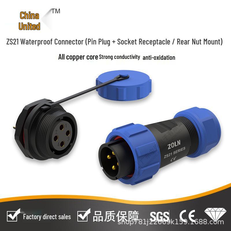 SP/ZS21 Aviation-Grade Waterproof Connector: Male Pin & Female Socket, 2-12 Core Options for Electrical Applications