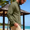 Men's Collared Linen Shirt  Casual Sports Beach Long Sleeved Shirt