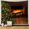 American Christmas Tapestry for Living Room Xmas Tree Fireplace Printed Wall Hanging Cloth Soft Square Holiday Home Decoration