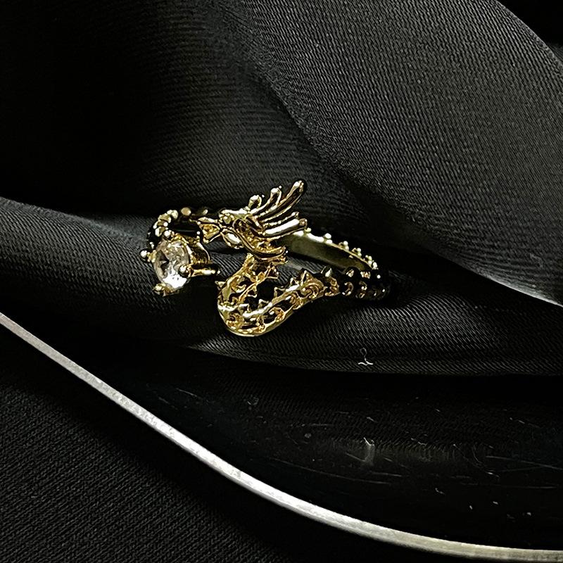 High-End Light Luxury Butterfly Drop Glaze Niche Open Ring Female Cold Wind Temperament Spice Girl Fashion Index Finger Ring