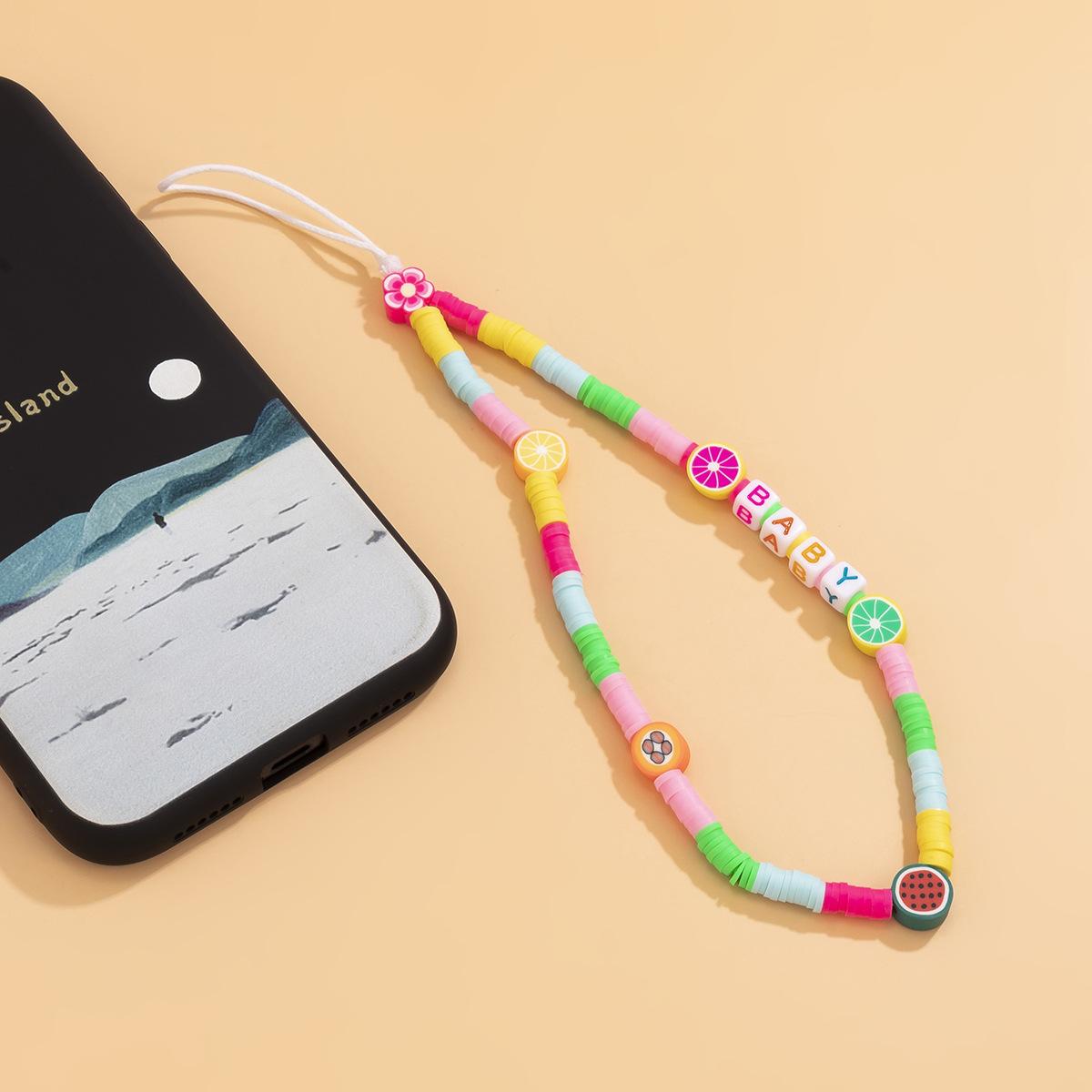 

Simple Handmade Woven Beaded Phone Chain Personality Trendy Pearl Flower Phone Accessory Pendant Color Random（Clearance