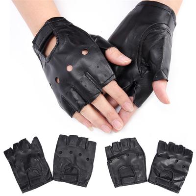 PU-Leder Schwarz Halbfinger Fahrhandschuhe Motorrad Biker Fingerlos Radfahren Reitsport Laufen Herren Damen