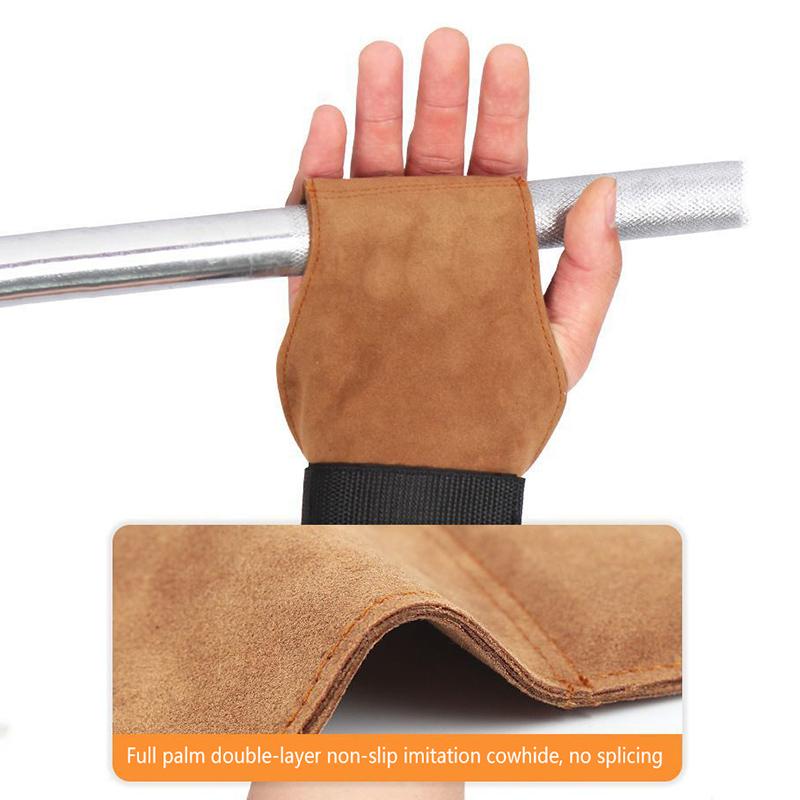 Double Layers Pu Leather Gloves Wrist Straps For Weight Lifting Grips Women Men Gym Deadlift Training Bench Press Pull-Up Gloves