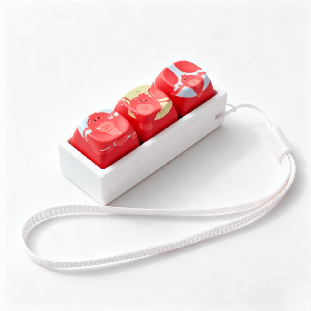 Cartoon Cat Keycap Fidget Keychain 3 Keys Finger Press Keycap Keychain  Calming