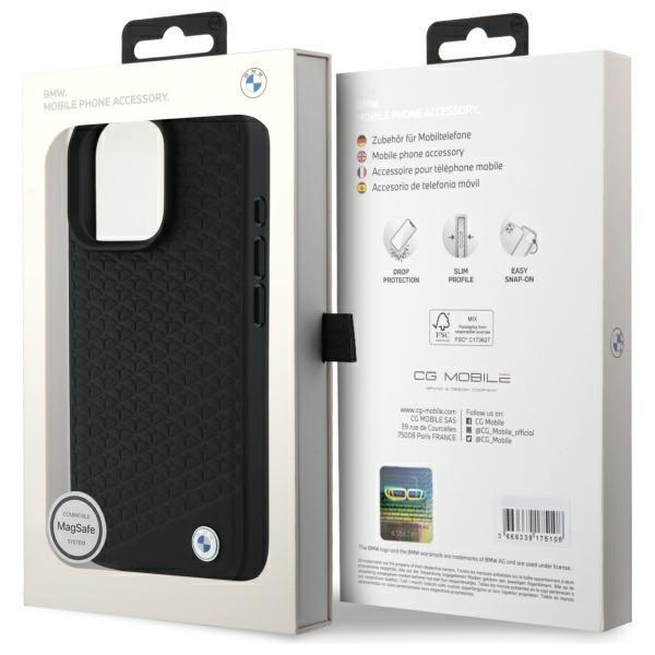 Bmw Bmhmp16L23Rddk Iphone 16 Pro 6.3    Czarny/Black Hardcase Sign Leather Diamond Metal Logo Magsafe