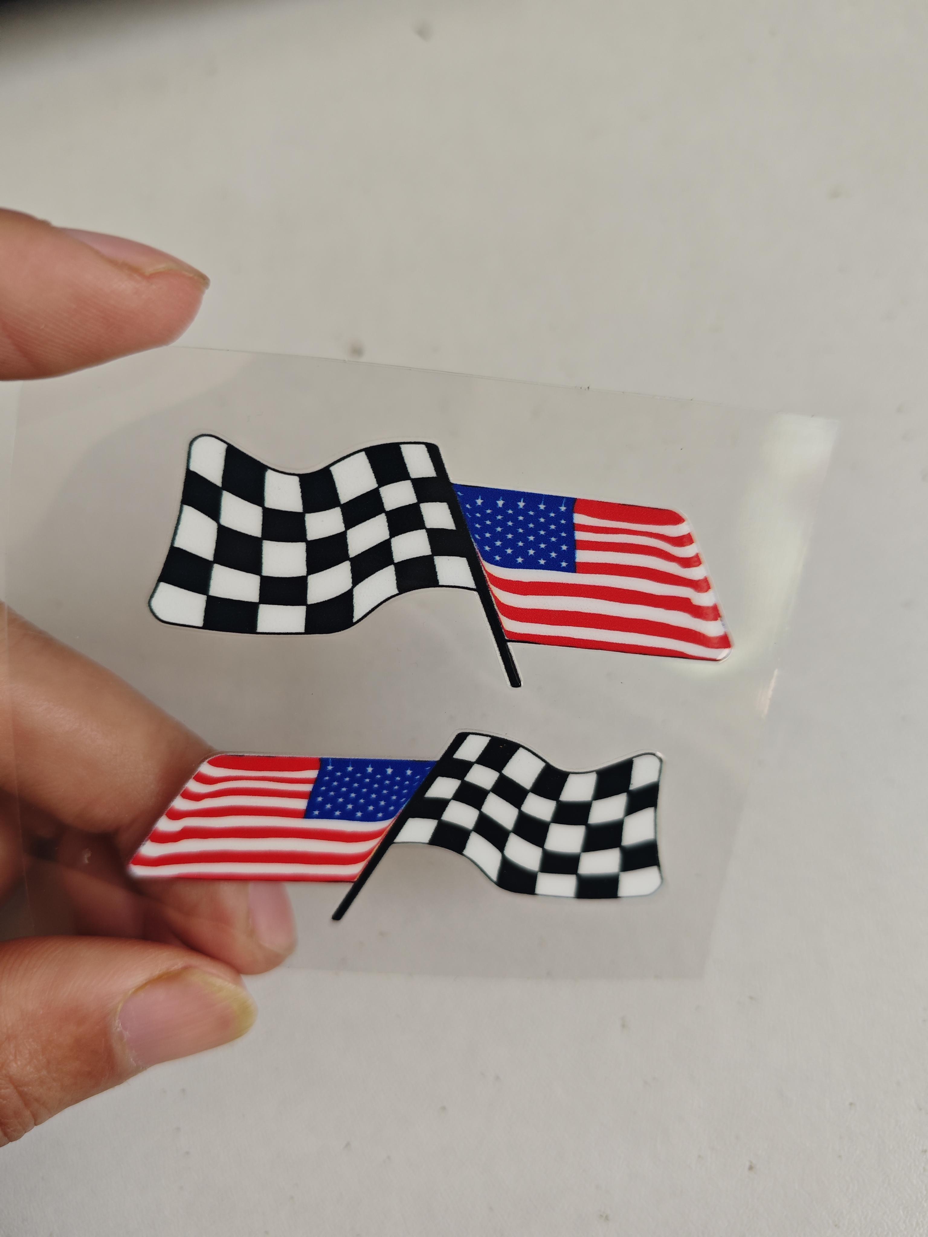 2 bucăți de autocolante auto cu logo steag de curse american, concepute cu steaguri ca concept de design, potrivite pentru toate accesoriile de decorare a mașinii 2pc gray