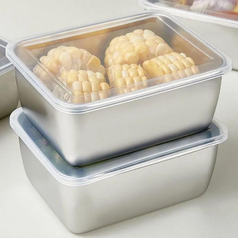 1pc Stainless Steel Food Storage Box with Lid, Stackable Food Container, Reusable Food Storage Box, Office Metal Lunch Box