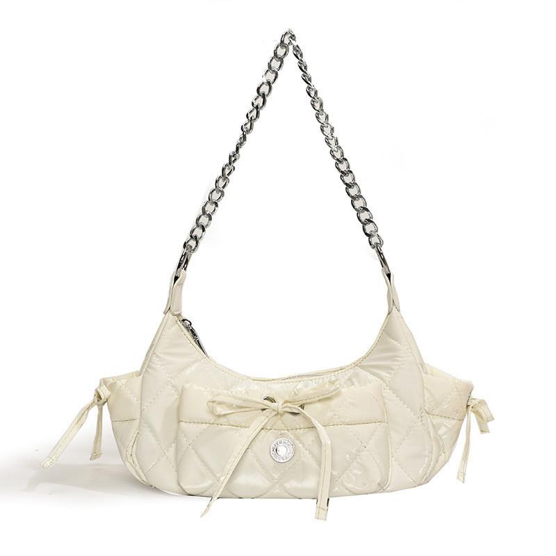 

Minimalist High Quality Grid Pattern Crossbody Bag With Pearl White Interior Pearl white