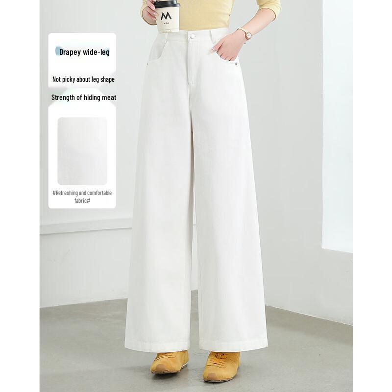 TERRE BLEUE Women s Loose Fit Straight-Leg Casual Trousers M