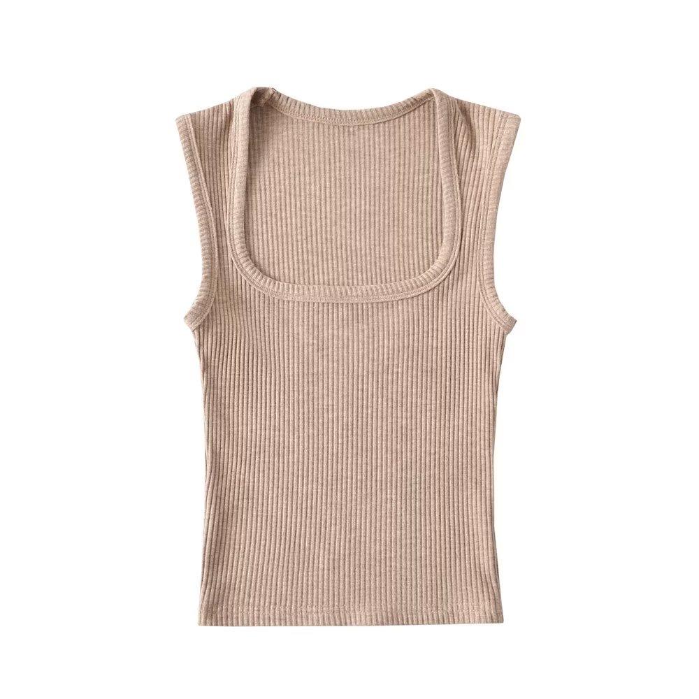 Trendy Retro Square Neck Slim Sleeveless Women's Top