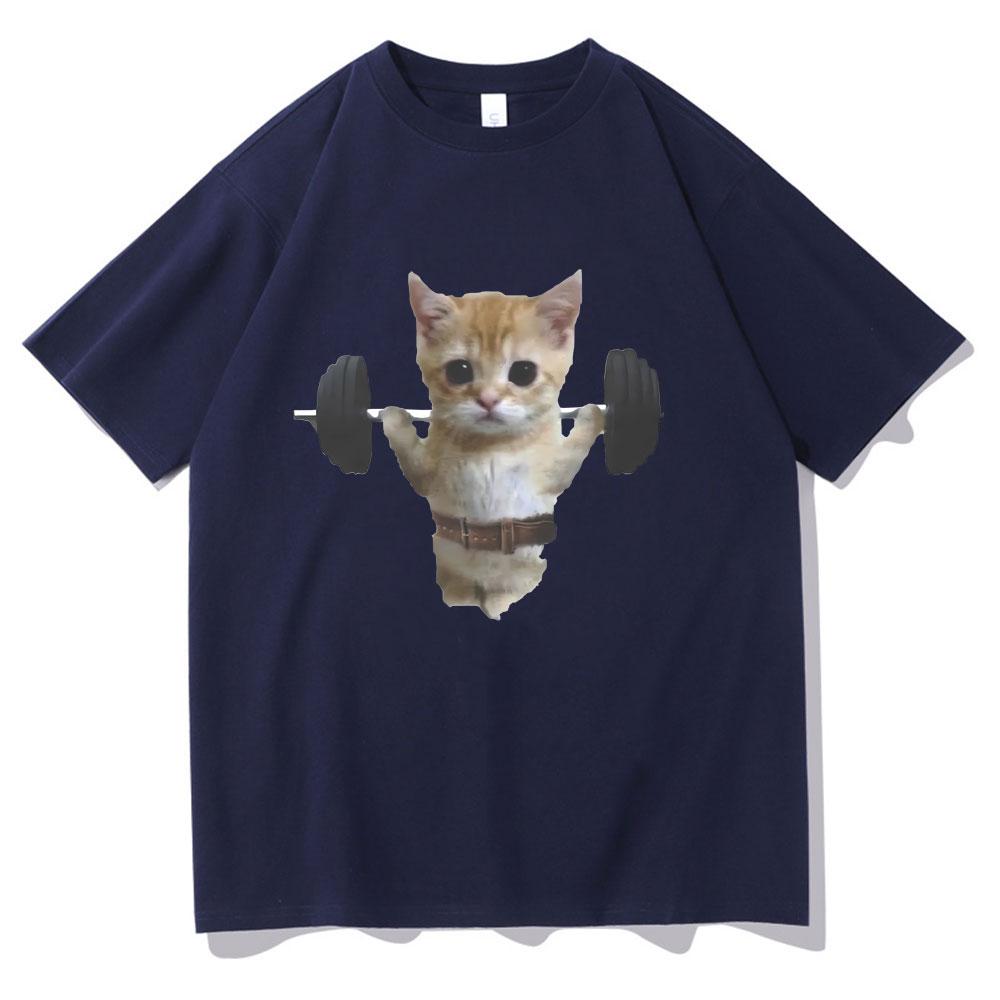 Gym Cat Sam Sulek Funny T Shirts Unisex Women Cute Kawaii Fitness Pump Cover Tshirt Male Oversized Pure Cotton Tshirt Short Sleeve