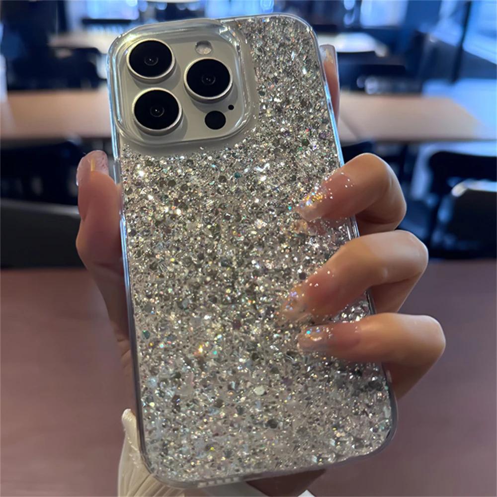 

Роскошный Модный Чехол для Телефона с Блестками и Пайетками для iPhone 11 12 13 14 15 16 pro max 14 Plus Мягкий Силиконовый Ударопрочный Чехол For iPhone 16 plus