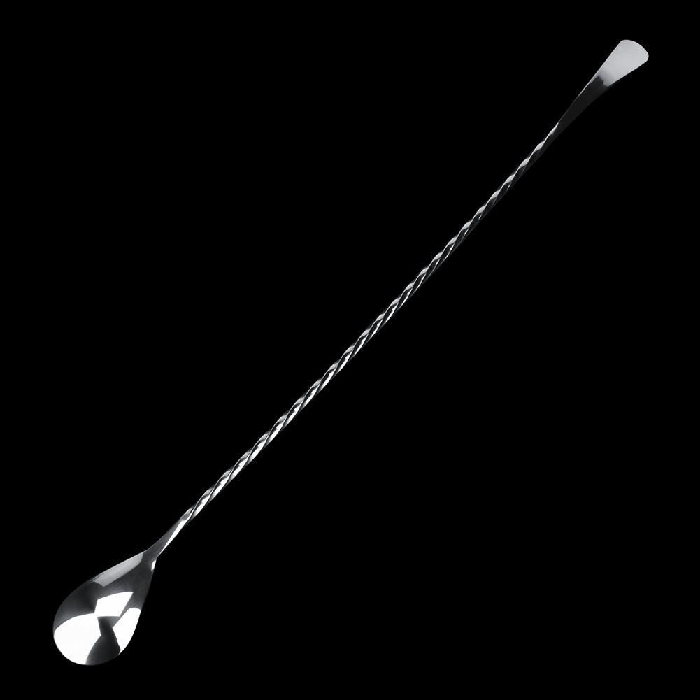 40cm Stainless Steel Bar Cocktail Stirring Spoon With Fork Mixing Drink Puddler Mixer For Coffee Milk Tea Tea Juice Beverages