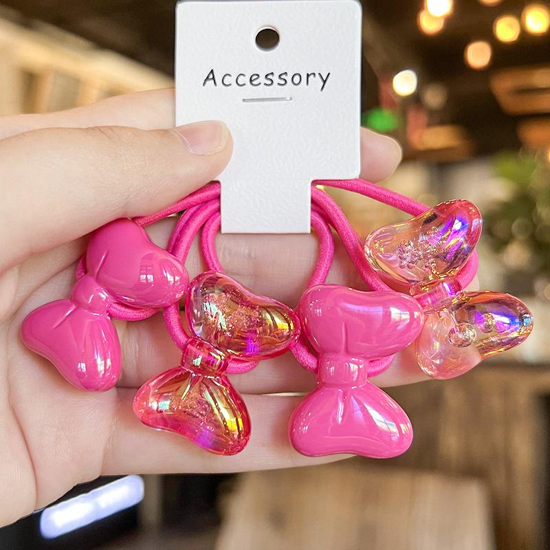 2 Stück/Set Kinder Cartoon Hase Elastische Haargummis Glitzer Blume Haargummi für Mädchen Niedliches Haarband Kinder Haaraccessoire