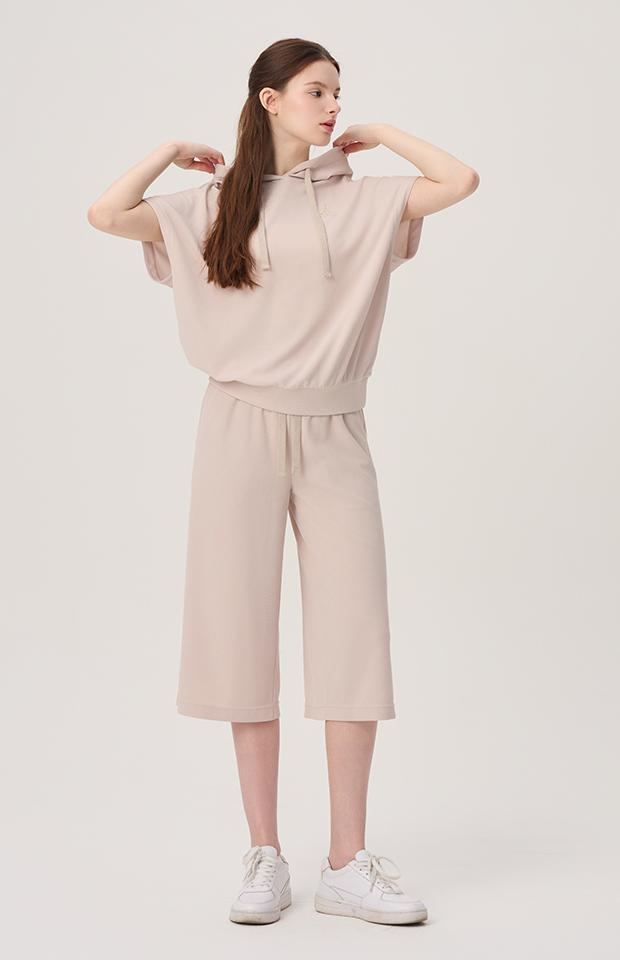 HUIT Ribbed Wide Fit 3/4 Length Pants Htwpn5I05T