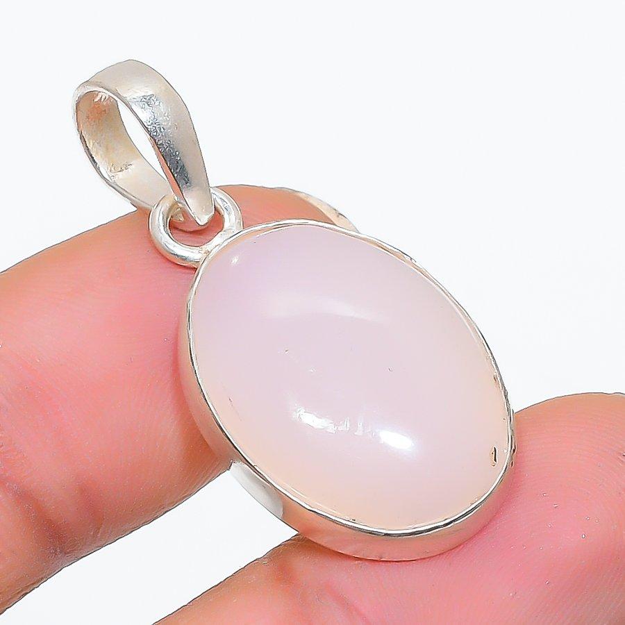 Rose Quartz Gemstone Handmade 925 Sterling Silver Jewelry Pendant 1.42" GK-5139