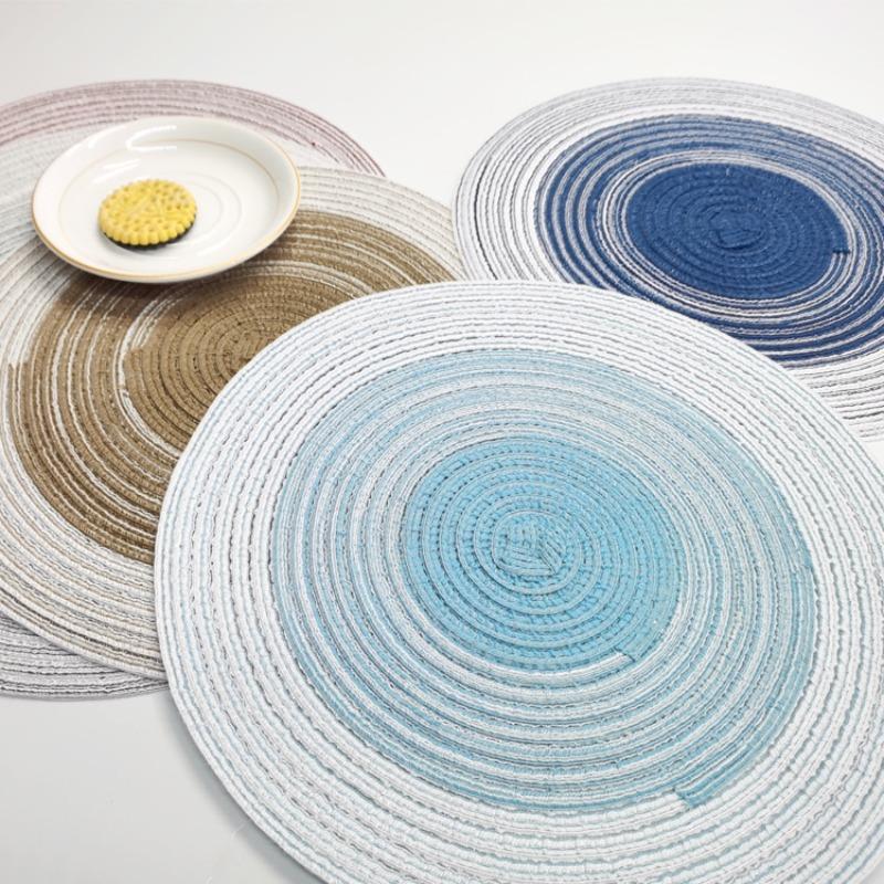 Gradient Cotton Yarn Woven Placemat Coaster for Western Restaurant Daily Dining Tableware Mat