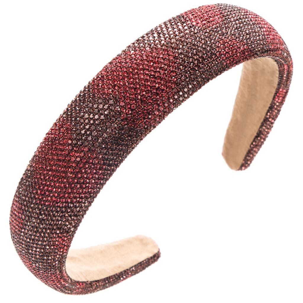 Wide Band Headband with Full Crystal Rhinestone Embellishment Heart Pattern Sparkling Design Comfortable Fit Durable Construction