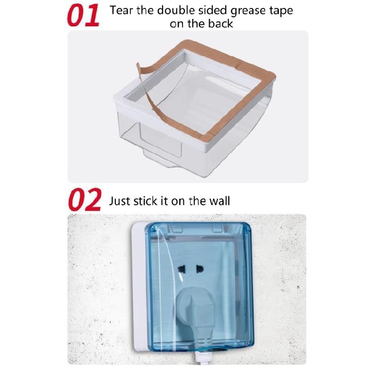 Clear 86 Type Outdoor Socket Waterproof Box Plastic Electrical Outlet Cover Splashproof Box Self-Adhesive Socket Case