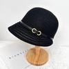 Knitted basin hat spring and summer sunscreen belt decoration wavy edge folding women's retro casual bucket hat fashion