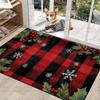 Christmas Floor Mat Welcome Mat Red and Green Wreath Holly Laundry Room Bathroom Living Room Holiday Decor Christmas Door Mat