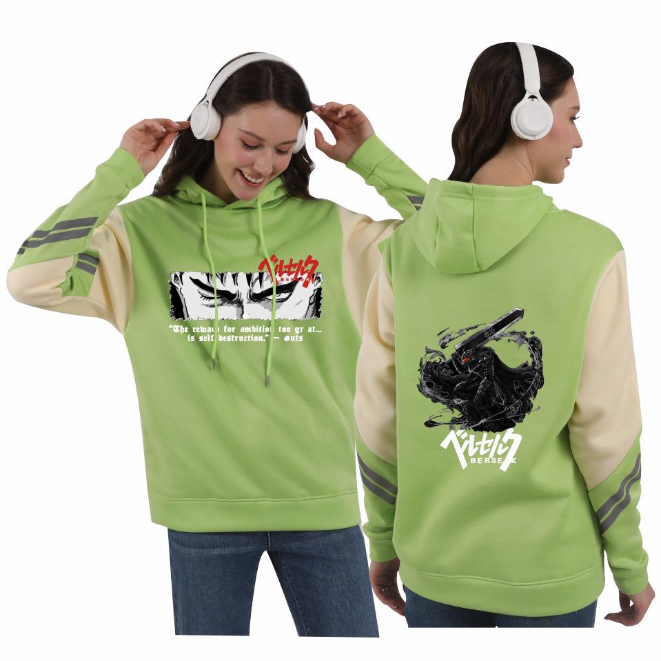Trendy Men's Berserk Anime Hoodie - Loose Fit for Spring/Autumn, Casual & Sporty with Hood