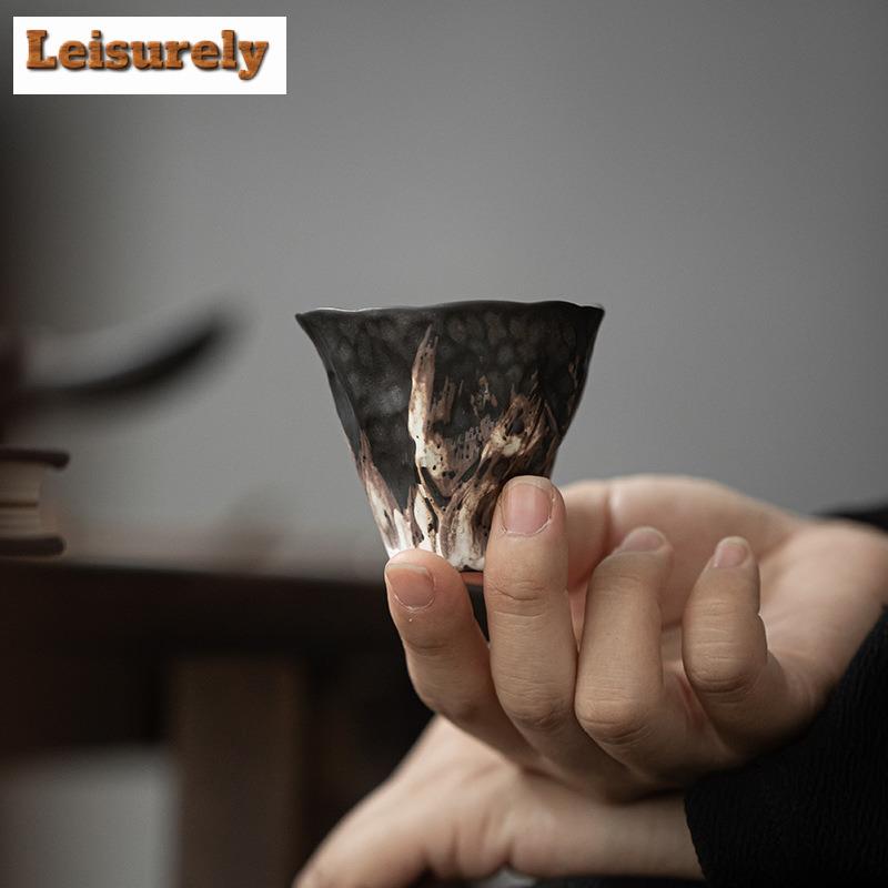 2 st/parti Japansk Lotusrim Grovkeramik Te-kopp Te-skål Mugge Te-provning Personlig Kopp Jianzhan Mästarkopper Dryckeskärl 50ml