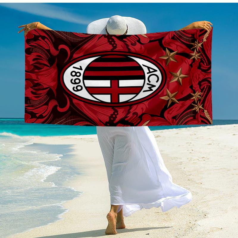 Ultra-Soft Beach Towel with AC Milan Theme,Ideal for Pool - Camping, Diving - Perfect Travel Essential, Vibrant Beach Towel.