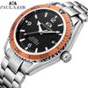Men Automatic Self Wind Mechanical Stainless Steel Strap Simple Orange Blue Black Bezel Date Business Watch OM03