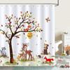 Forest Animal Shower Curtain 180 x 180cm Child Deer Fox Waterproof Polyester Bathroom Decorative Shower Curtain with 12 Hooks