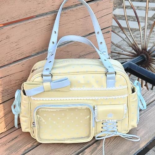 INS Kawaii Sweet Transparent Ita Boston Bag Large Capacity Anime Doll Display Shoulder Bag for Girls Students Daily Commute