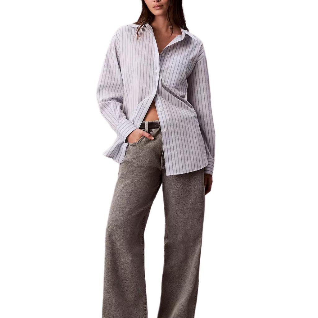 Calvin Klein Striped Casual Loose Pointed Collar Long Sleeve Shirt Women shirts 47D198G-R9H