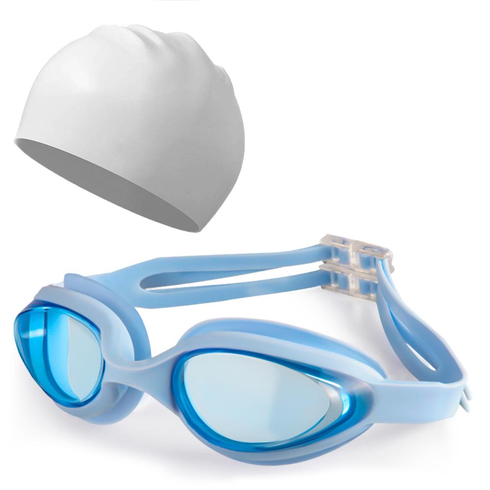 Swimming Goggles Cap Adult HD Anti-fog Swimming Goggles Set Waterproof Silicone Swim Glasses Anti-UV Swim Eyewear
