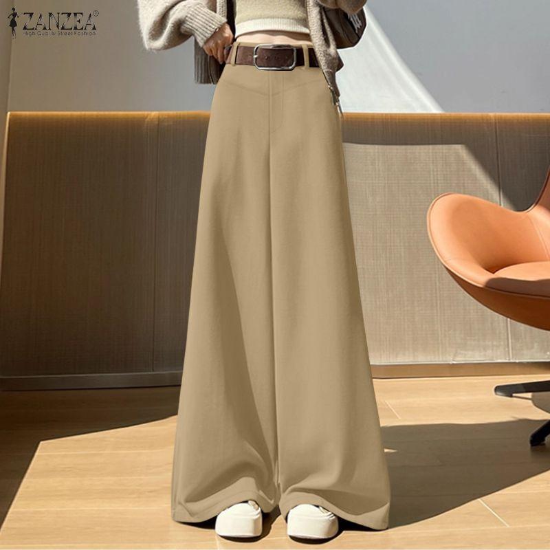 ZANZEA Women Casual Solid Color Loose Wide Leg Pants