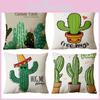 Cartoon Cactus Pattern Pillow Coverfor Couch Bed Sofa And Office Use