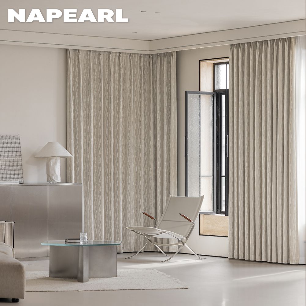1PC NAPEARL Elegant Solid Color Blackout Curtain Double-sided Chenille Jacquard Thick Curtains for Bedroom Living Room Balcony Window for Home Decor