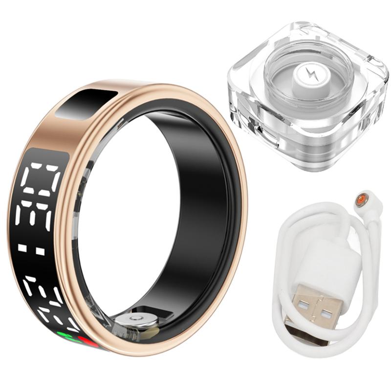 Smart Ring Heart Rate Blood Oxygen Health and Sleep Monitor 5ATM Waterproof Multi-sport Modes Fitness Ring for Android iOS