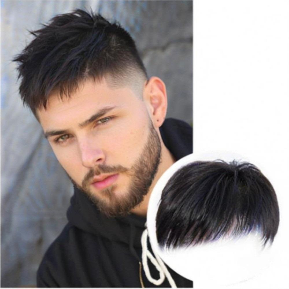 Invisible Head Top Replacement Blocks Clip In Hair Toppers Wigs with Bangs for Baldness