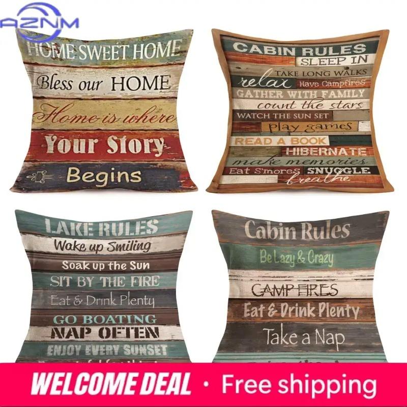 Retro retro style printed polyester pillowcase living room sofa cushion cover household pillow x