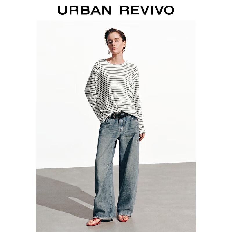 UR Women's Washed Curved-Cut Denim Jeans