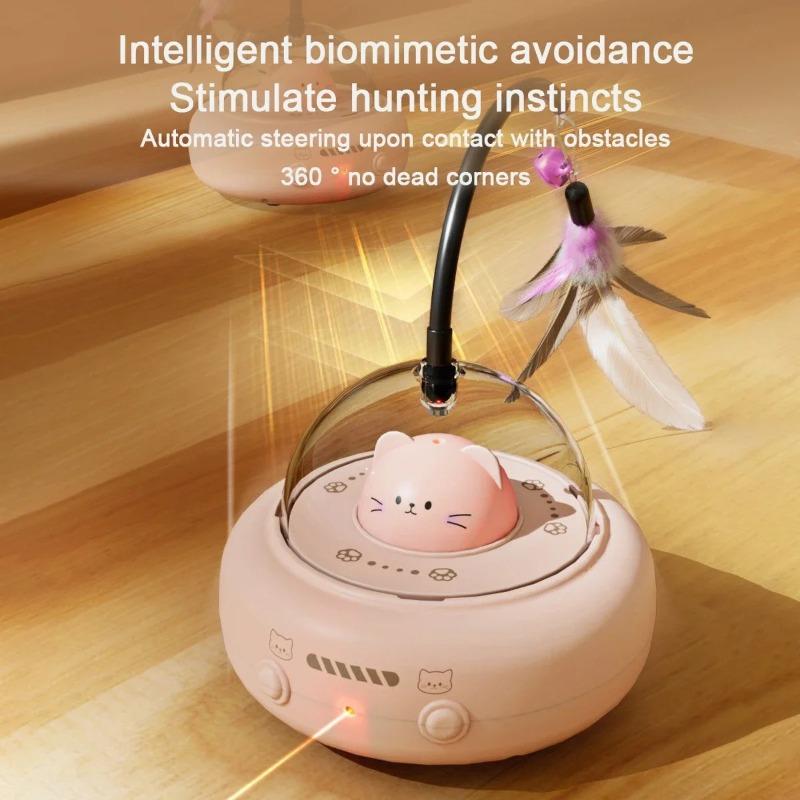 Electric Cat Interactive Toy Pet Toys With Feather Cat Teaser Wand Rechargeable Electric Sensing Pet Toys For Chasing Training