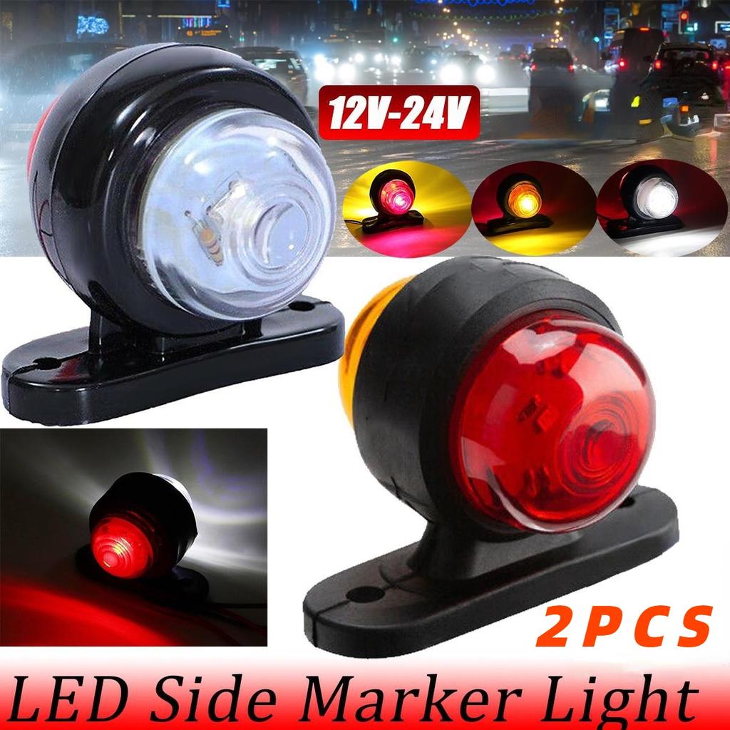 2PCS 12-24V Mini Universal Side Marker Lights Double Side Lighting Indicator Lamp Clearance Lights Warning Light for Truck Bulbs 7