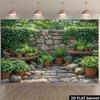 2D Stone Wall Courtyard Photography Background for Outdoor Decor