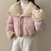European Double-sided Lamb Wool Warm Cotton Short Coat for Women Winter Thickened Loose Cotton Jacket for Small People