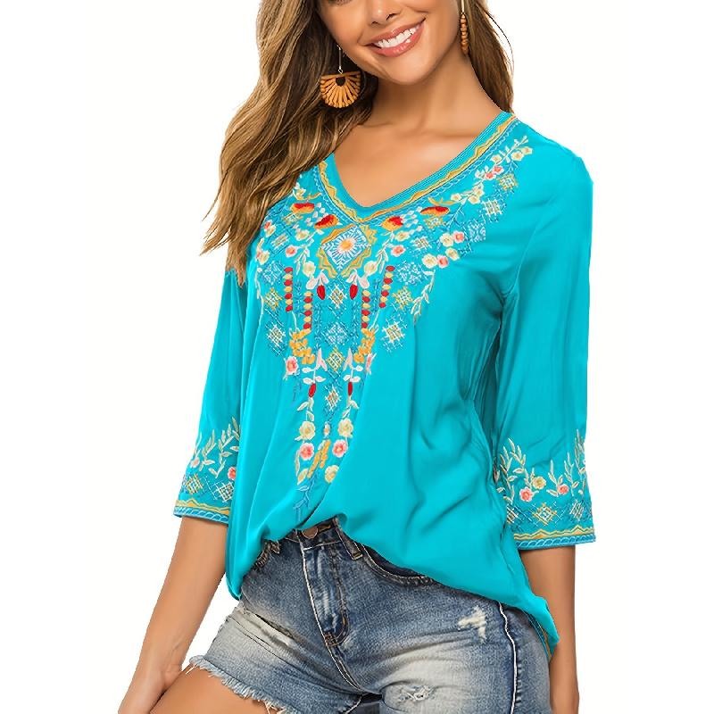 2026 New Printed Short-Sleeve Top Fashionable Summer V-Neck Women's Casual T-Shirt