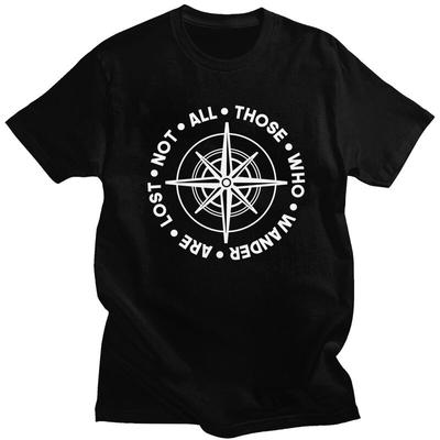 Custom Not All Who Wander Are Lost Mountain Compass Tshirt for Men Short Sleeve T Shirt Fashion Tshirts 100 Cotton Tee Gift