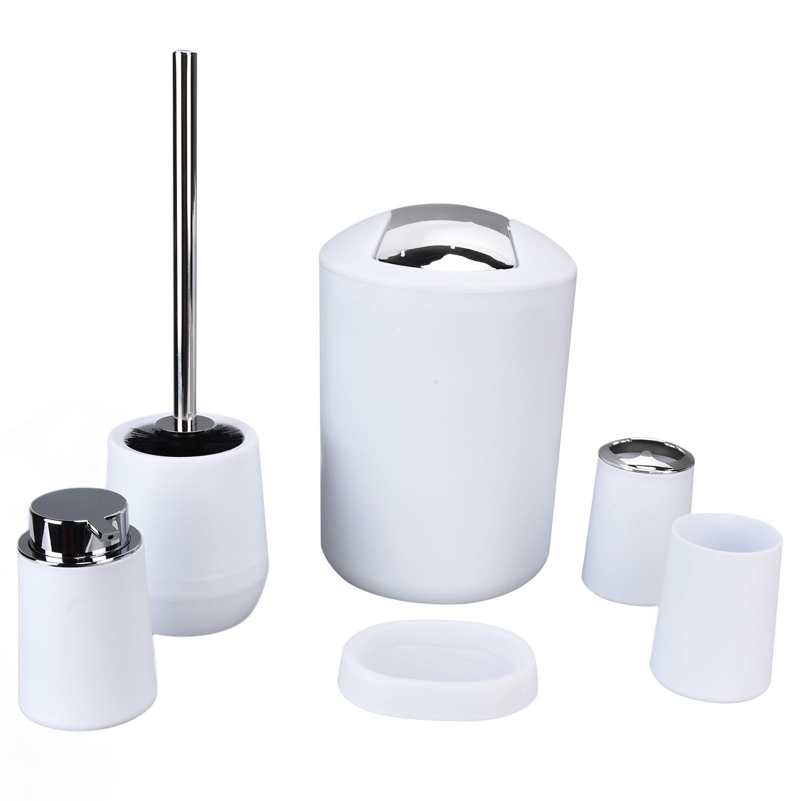 

6Pcs Set Bathroom Accessories Set Electroplating Toothbrush Holder Trash Can Kit for HomeWhite белый
