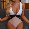 Traje de baño Sexy con escote en V profundo para mujer, bañador vintage de una pieza, traje de baño para mujer 2024, monokini de cintura alta, traje de baño